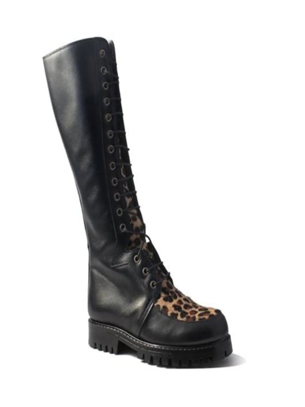 TERRY DE HAVILLAND Festival Leopard Combat Boots